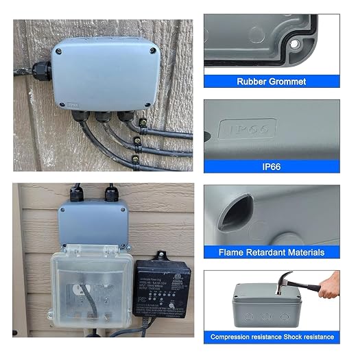 Nineleaf Waterproof Electrical Box, 1PK Plastic Junction Box, IP66 External - Image 2