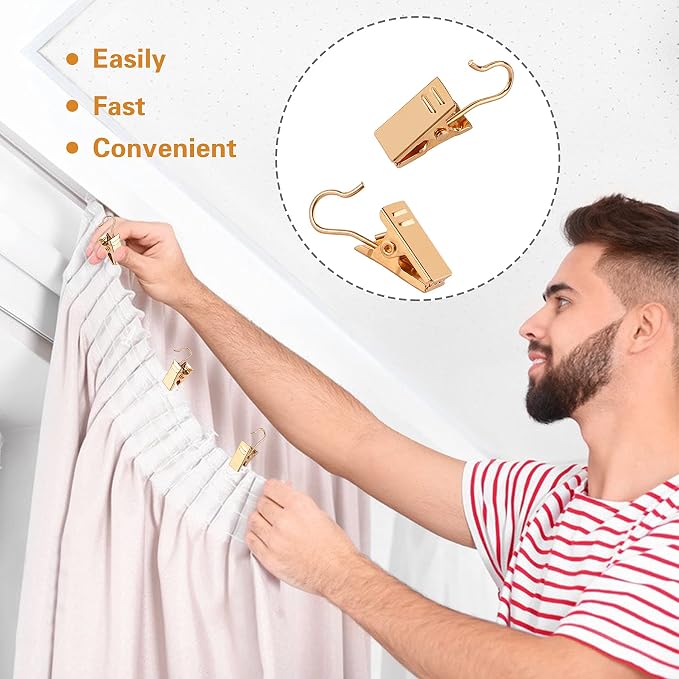 JANYUN 120 Pack Clip Hook Set Stainless Curtain Clips - Image 5