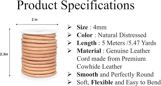 GENIQUE Real/Genuine Round Leather String Cord - Image 2