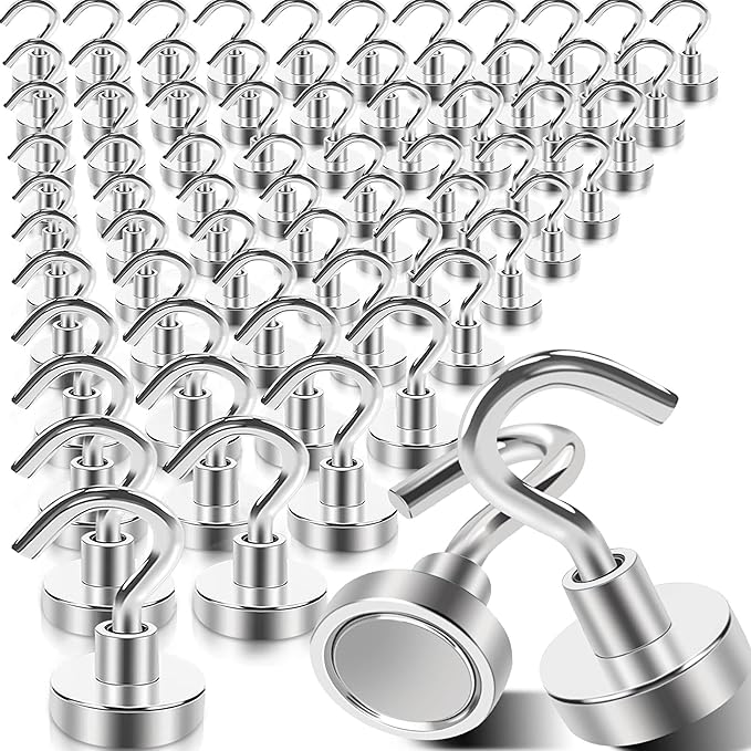 MIN CI 68Pack Super Strong Magnetic Hooks, 25lbs Heavy Duty Magnetic Hook by MINCIMagnetsManufacturer