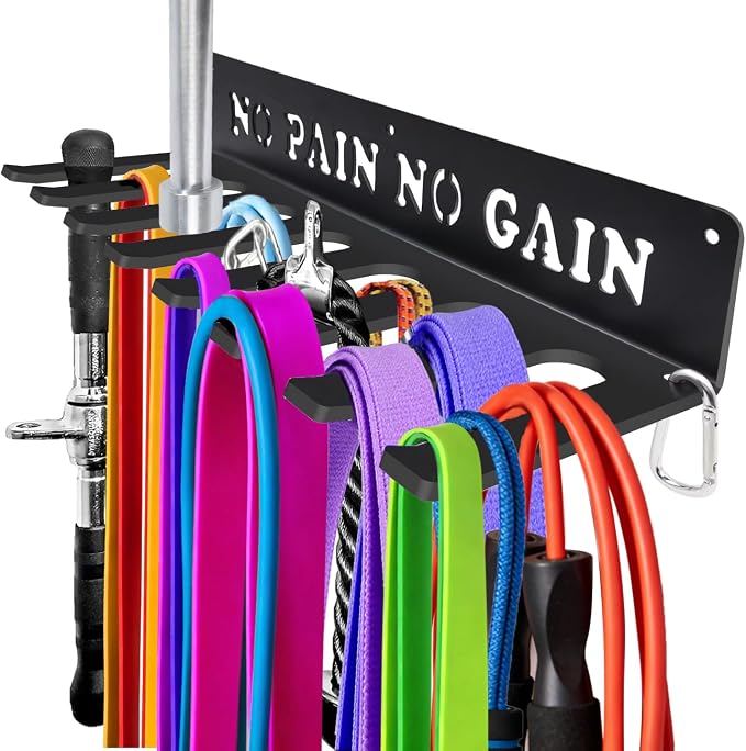 Gym Home Rack 8 Hook Heavy-Duty Wall-mounted Organizer Multi-Purpose Workout by Bliocefo
