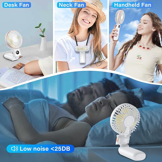 Portable Handheld Fan 5200mAh, USB Rechargeable Foldable Electric Personal - Image 6