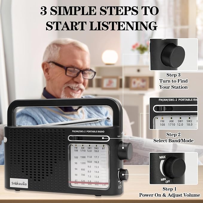Portable Weather Radio AM FM SW, Wall Plug and Battery Powered, Transistor Radio - Image 8