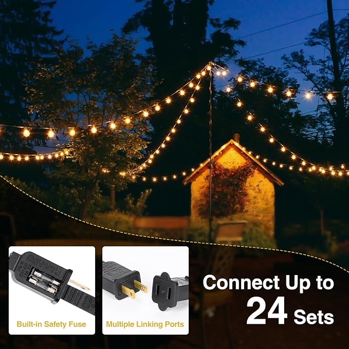 ZJOJO 100FT Outdoor String Lights, G40 Globe Outdoor Lights - Image 7