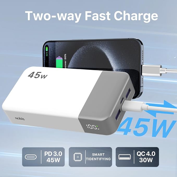 NOBIS Portable Charger, 20000mAh Power Bank, 45W Power Bank Fast Charging - Image 6