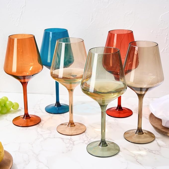 European Style Plastic Crystal, Stemmed Wine Glasses | Set of 6 | Acrylic - Image 6