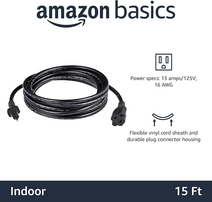 Amazon Basics Extension Cord, 13 Amps, 15 Foot - Image 2