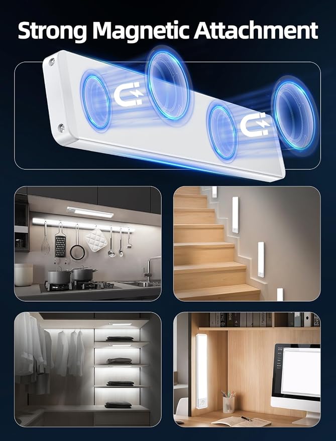 Under Cabinet Rechargeable Lighting: 8 Inch Motion Sensor Dimmable Lights Indoor - Image 6