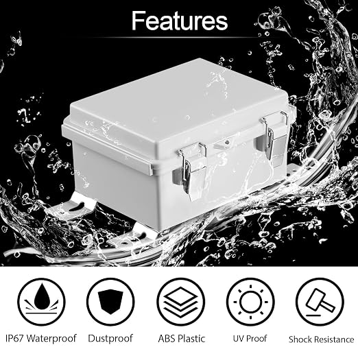 LeMotech Electrical Box, IP67 Waterproof Hinged Cover Stainless Steel Latch - Image 3
