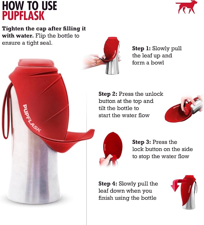 PupFlask Large Dog Water Bottle | 27 or 40 OZ Stainless Steel | Convenient Dog - Image 3