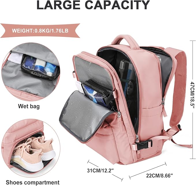 WONHOX Large Travel Backpack Carry on Flight Approved Laptop Work Business - Image 4