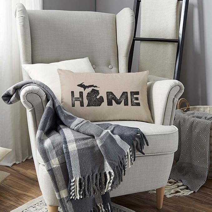 TKS MITLAN Michigan Home State Pillow Covers 12 x 20 Inch Map Home America - Image 3