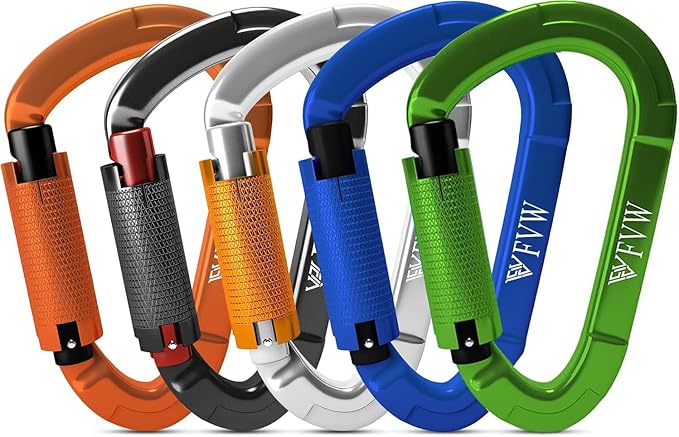 FVW Auto Locking Rock Climbing Carabiner Clips, Professional 25KN Heavy Duty by FVWELECTRICLUNCHBOX
