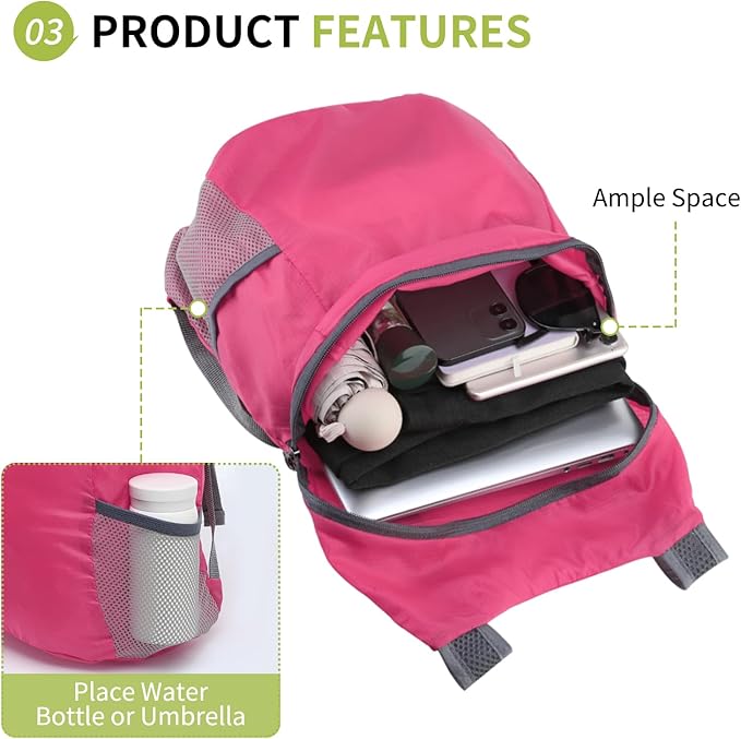 20L Ultra Hiking-Daypack Lightweight Foldable Travel Packable Backpack - Image 5