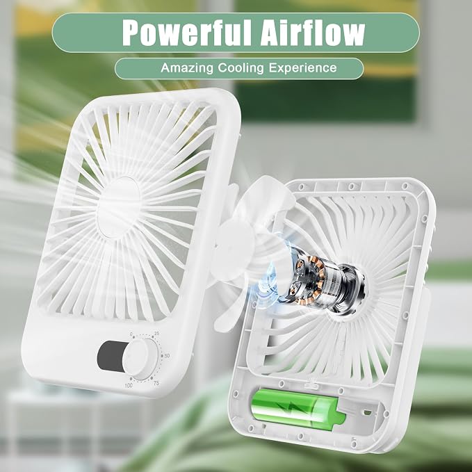 Travel Fan for Sleeping, 6.8" Small Portable Fan Rechargeable Battery Powered - Image 5