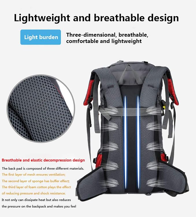 Bseash 60L Waterproof Hiking Camping Backpack - Image 8
