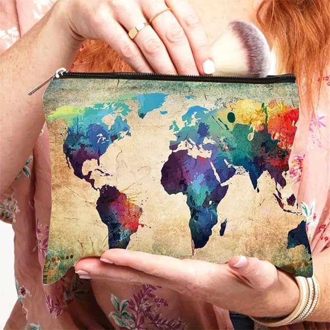 Trendy World Map Canvas Pouch - Image 4