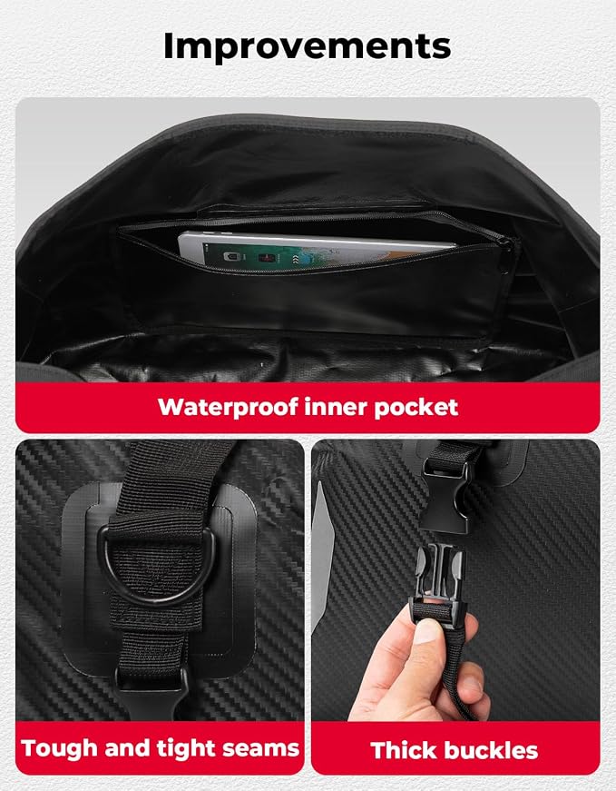 KEMIMOTO Waterproof Motorcycle Dry Bag – Duffle Tail Bag Soft Luggage, - Image 4