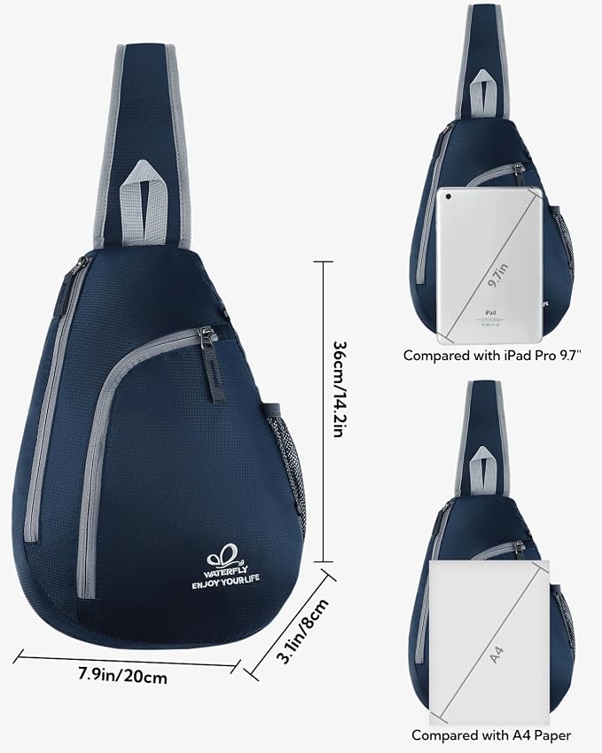 WATERFLY Crossbody Sling Bag Small Water Resistant Backpack Lightweight - Image 7