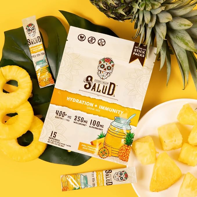 Salud 2-in-1 Hydration Packets + Immunity Electrolytes Powder, Pineapple - Image 8