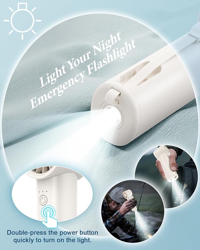 Portable Handheld Fan with Power Bank, 3 IN 1 USB Rechargeable Mini Personal - Image 4