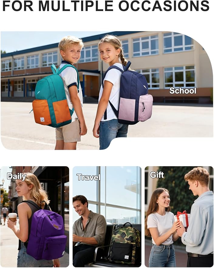VASCHY Lightweight Backpack for School, Classic Basic Water Resistant Casual - Image 7