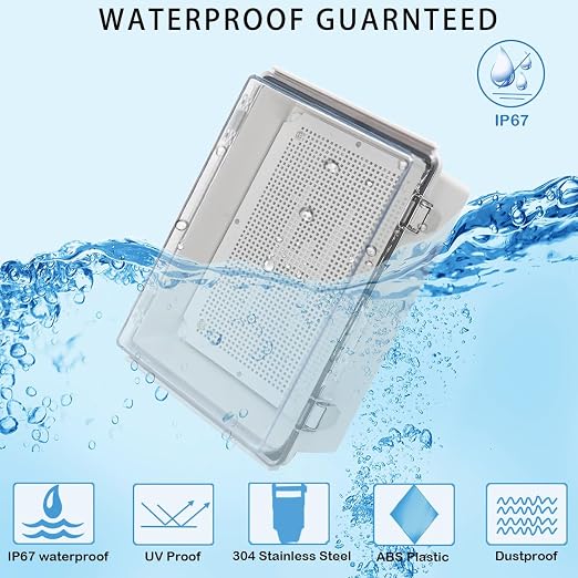 Zulkit Junction Box IP67 Waterproof Electrical Box Hinged Clear Cover Stainless - Image 2