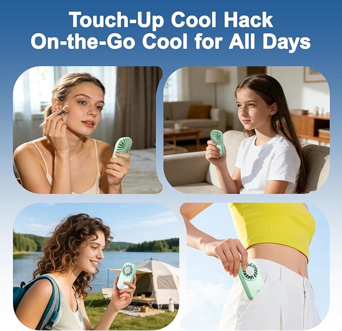 WHATOOK Handheld Mini Fan Small Personal Portable Speed USB Rechargeable - Image 3