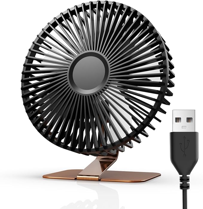 SLENPET 6 inch USB Small Desk Fan, 4 Speeds, Ultra-quiet, 90° Adjustment by SLENPET