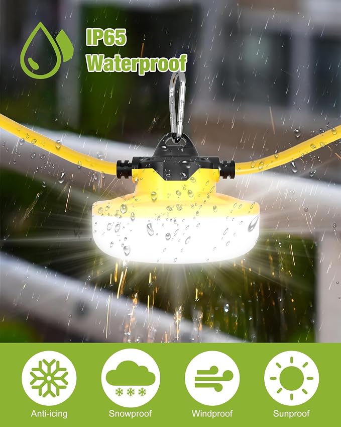 100FT Construction String Lights 3Prong Temp Lighting, 130W 16000LM Industrial - Image 5