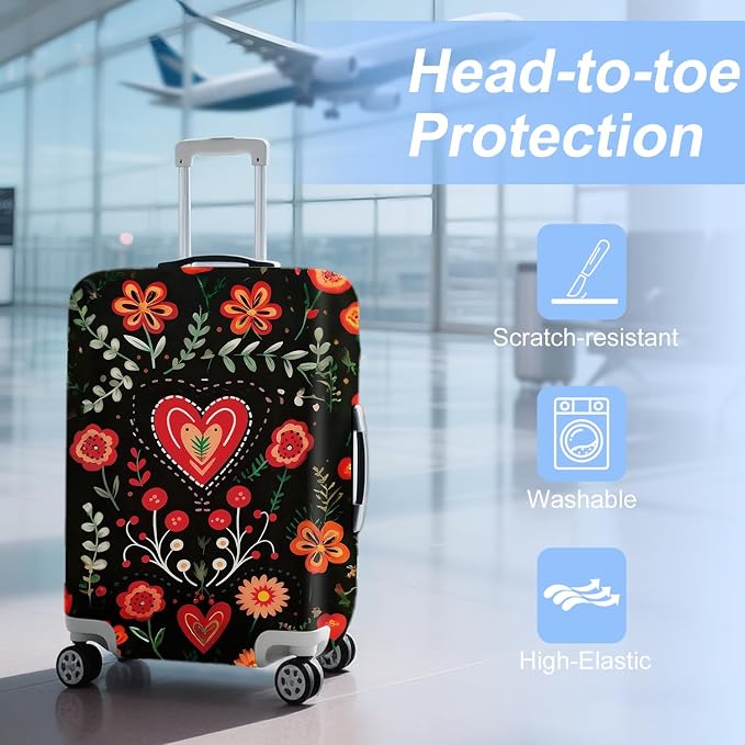 ANNA QUEEN Flowers Floral Travel Luggage Cover -Spring Stretchable Airplane - Image 3