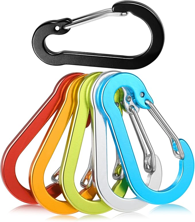 6pcs Aluminum Small Carabiner Clip, 2 Inch Carabiner Keychain Clasp Spring D by CooBigo