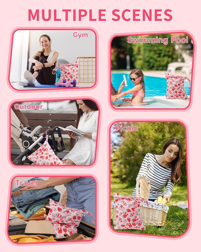 babygoal Wet Dry Bags for Baby Cloth Diapers, Washable Travel Bags, Gym Bag for - Image 3