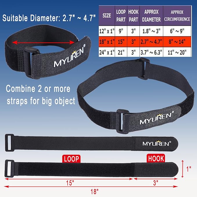 1"x 18"-12 Pack Reusable Fastening Cable Straps - Image 3
