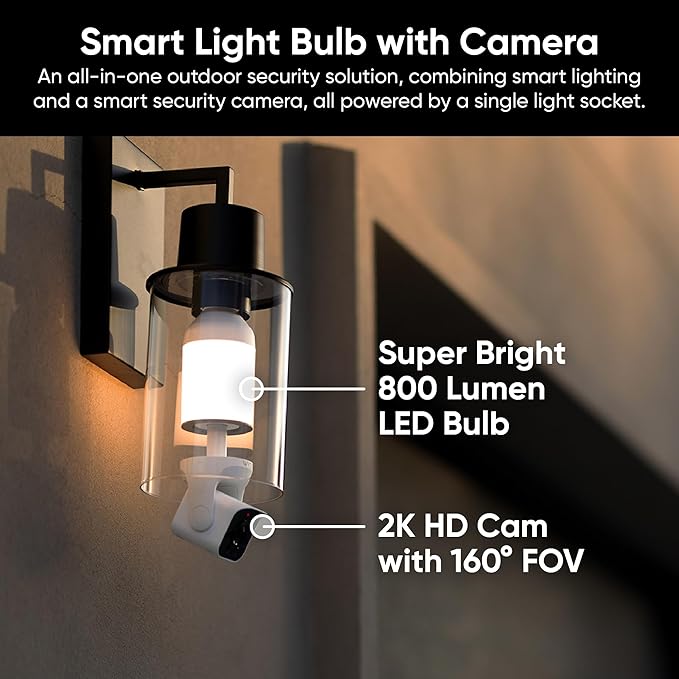 WYZE Bulb Cam Security Camera, 2K HD Outdoor Light Bulb Camera, Color Night - Image 2