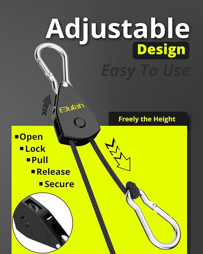 Longer 10ft 1/8" Ratchet Straps Hanger Rope Tie-Down Ratchet Outdoor Windproof - Image 4