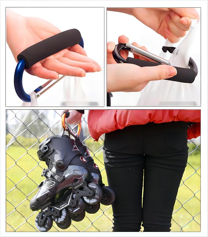 3PCS Stroller Hooks，5.2'' Large Carabiner Clip - Image 5