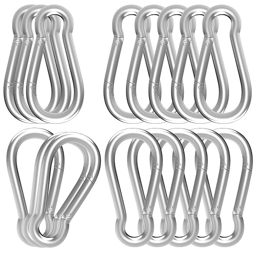 Carabiner, Heavy Duty Galvanized Steel Spring Snap Hook Carabiner Clips by High-PQ