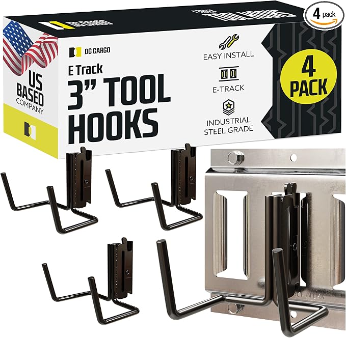 DC Cargo Mall Dual Arm Tool Hook Hanger E Track Accessories 3" Deep by DCCargo