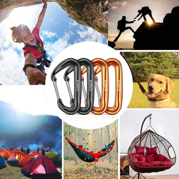 B-Mardi Carabiner Clips Heavy Duty 12kN-Lightweight Locking Carabiners - Image 3