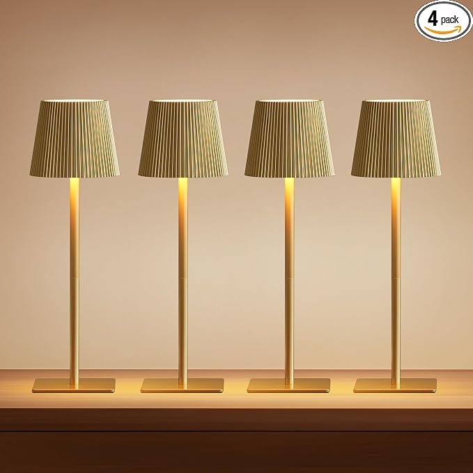 LUTEC 4 Pack Cordless Table Lamp, 6000mAh Rechargeable Battery Operated Desk by LUTEC