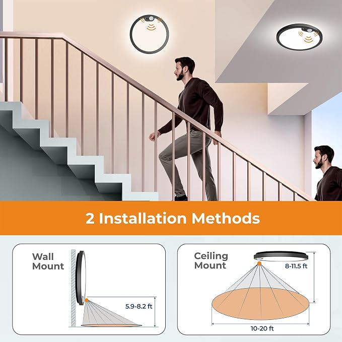 BLNAN Motion Sensor Ceiling Light Wired, 8.7 Inch 3000K 4000K 5000K Selectable - Image 6
