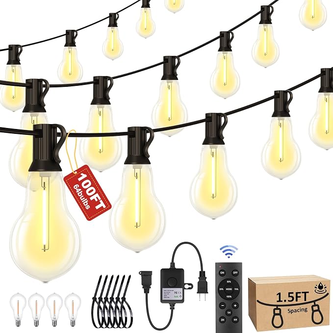 100FT Outdoor String Lights Waterproof by QualityLightBulbLightofInnovation