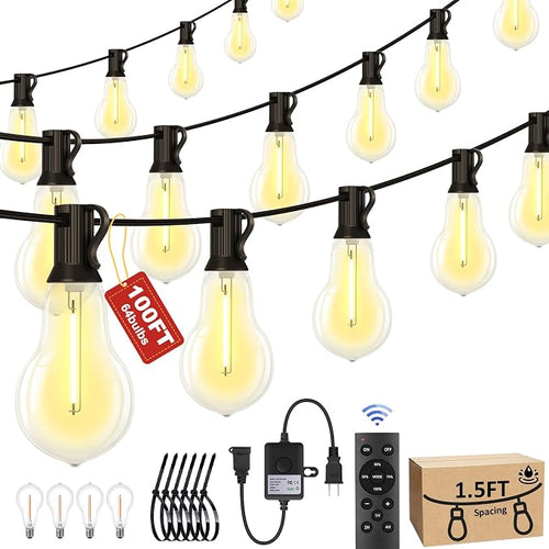 100FT Outdoor String Lights Waterproof by QualityLightBulbLightofInnovation