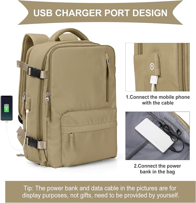 WONHOX Large Travel Backpack Carry on Flight Approved Laptop Work Business - Image 3