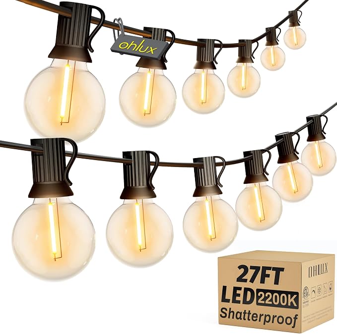 OHLUX Outdoor String Lights, 27FT LED Patio Lights by OHLUX-YourIndoorOutdoorSpaceLightingPartner