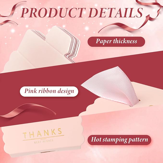 CHolic 50Pcs Party Favor Candy Box, Thank You Pink Gift Candy Box - Image 3