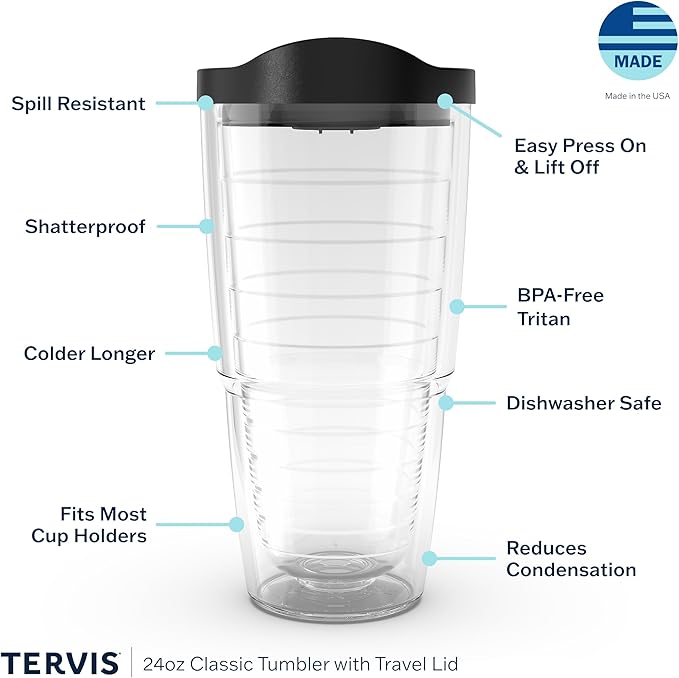 Tervis Made in USA Double Walled Clear & Colorful Lidded Insulated Tumbler Cup - Image 3