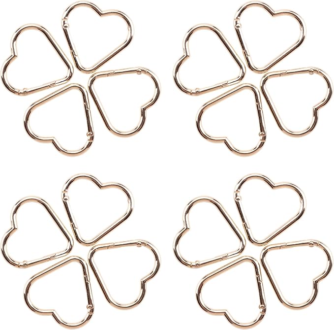 16-Pack Gold Heart Carabiner Clips, Cute Keychain Accessories - Image 3