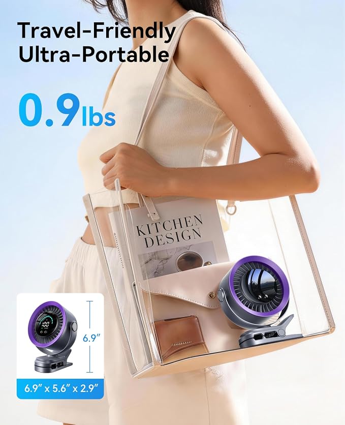 KIMMOO Portable Clip on Fan, 100-Speed Rechargeable USB Fan - Image 8